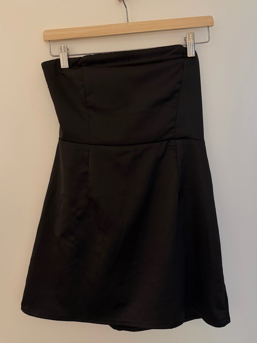 Princess Polly Satin Strapless Black A-Line Mini Dress